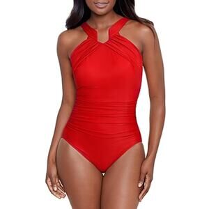 Miraclesuit Aphrodite Cayenne Red One Piece Swimsuit Women's Plus Size 16 NWT